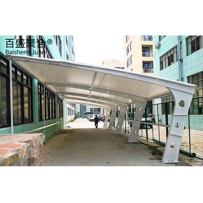 Mmbrane Fabric PVDF/PTFE সেল ফিনিশিং স্টিল মেটাল কারপোর্ট ক্যানোপি