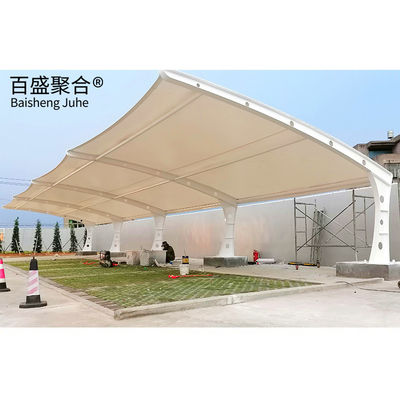 Mmbrane Fabric PVDF/PTFE সেল ফিনিশিং স্টিল মেটাল কারপোর্ট ক্যানোপি